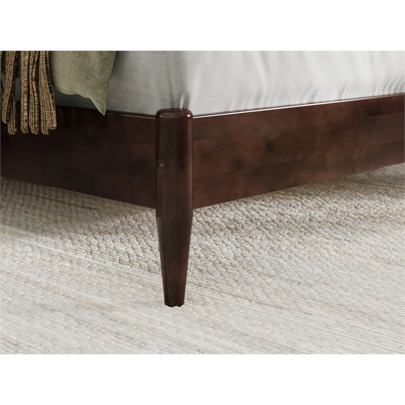 Pemberly Row Solid Wood Low Profile Sleigh King Platform Bed in Walnut