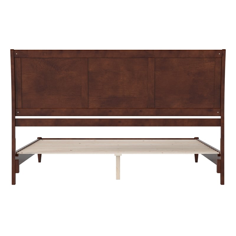 Pemberly Row Solid Wood Low Profile Sleigh King Platform Bed in Walnut