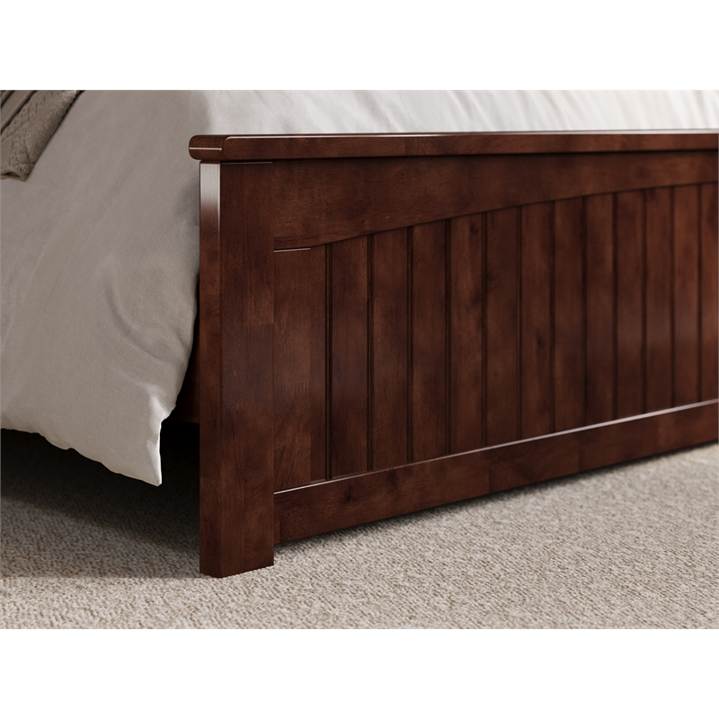 Pemberly Row King Wood Low Profile Platform Bed with Matching Footboard - Walnut