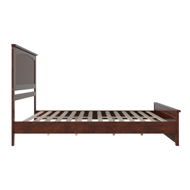 Pemberly Row King Wood Low Profile Platform Bed with Matching Footboard - Walnut