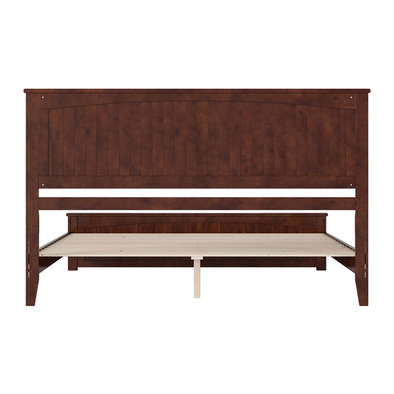 Pemberly Row King Wood Low Profile Platform Bed with Matching Footboard - Walnut
