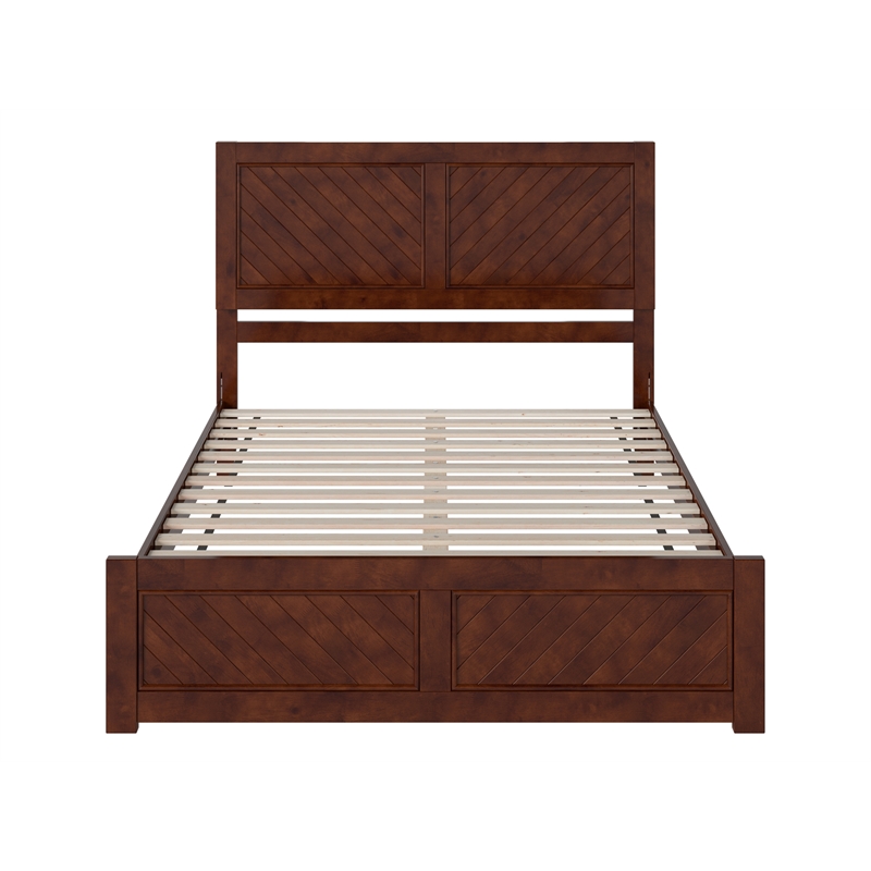 Pemberly Row Berkshire Queen Low Profile Wood Platform Bed  in Walnut