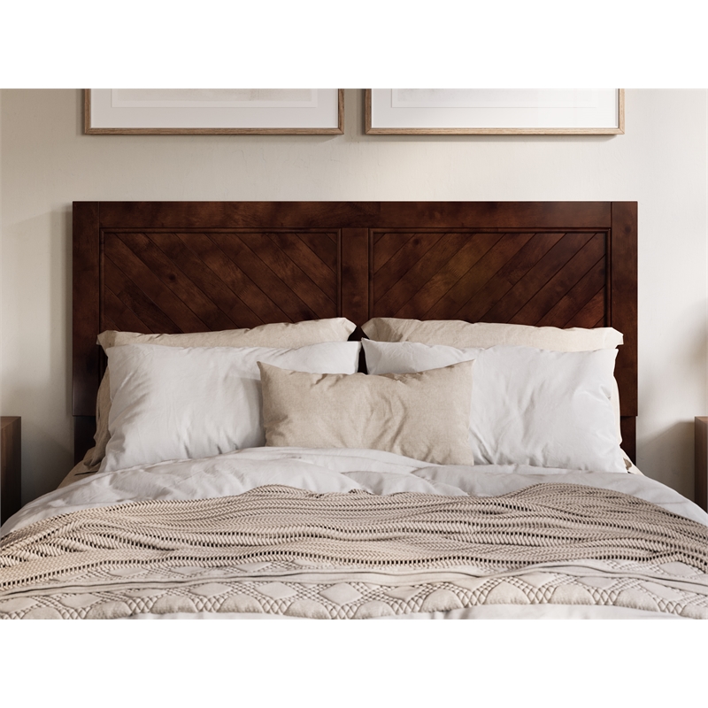 Pemberly Row Berkshire Queen Low Profile Wood Platform Bed  in Walnut