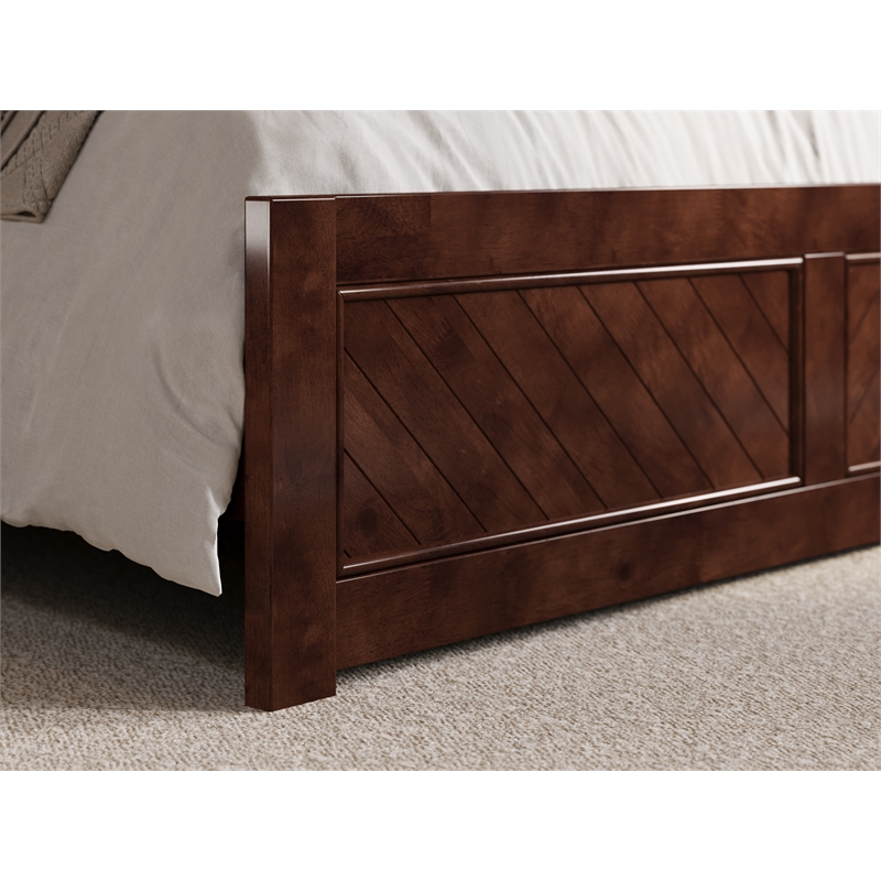 Pemberly Row Berkshire Queen Low Profile Wood Platform Bed  in Walnut