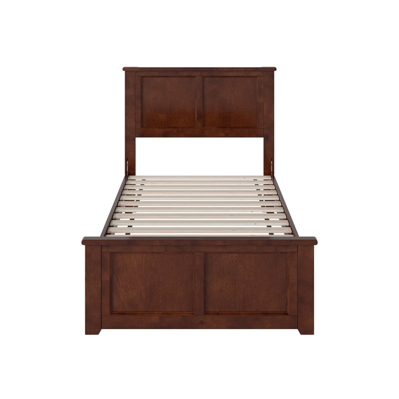 Pemberly Row Charlotte Twin Wood Low Profile Platform Bed  in Walnut