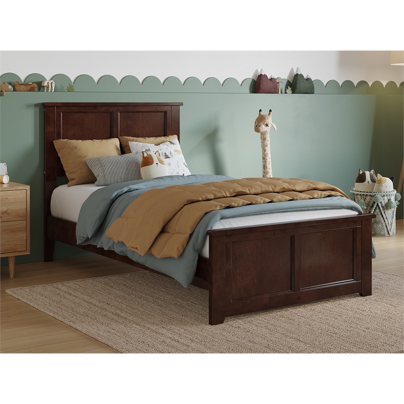 Pemberly Row Charlotte Twin Wood Low Profile Platform Bed  in Walnut