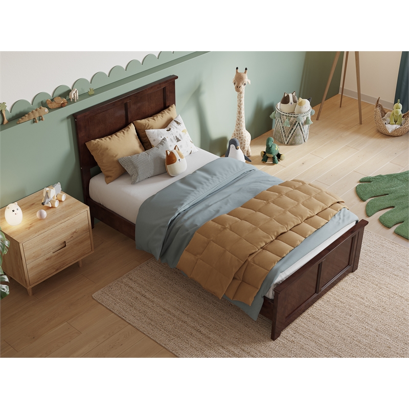 Pemberly Row Charlotte Twin Wood Low Profile Platform Bed  in Walnut