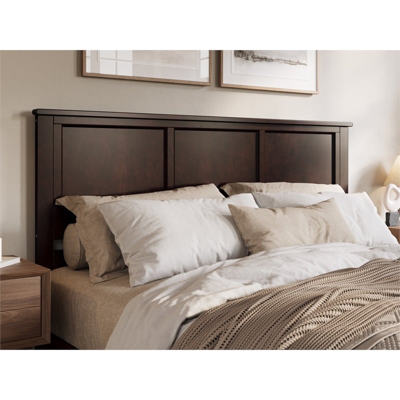 Pemberly Row Charlotte King Wood Low Profile Platform Bed in Espresso
