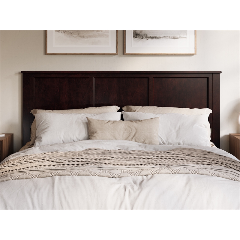 Pemberly Row Charlotte King Wood Low Profile Platform Bed in Espresso