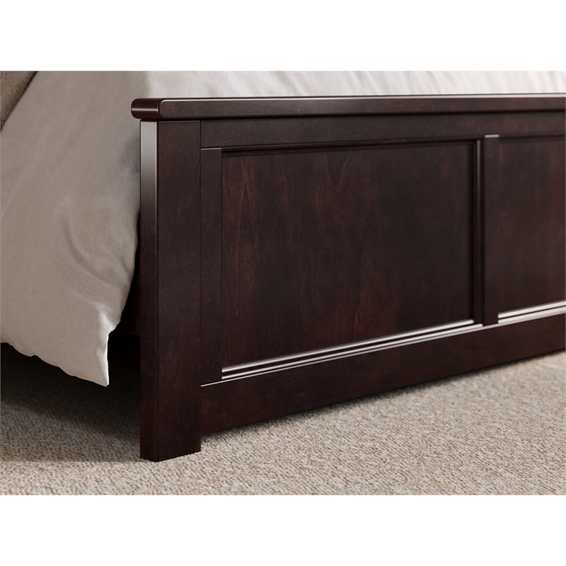 Pemberly Row Charlotte King Wood Low Profile Platform Bed in Espresso