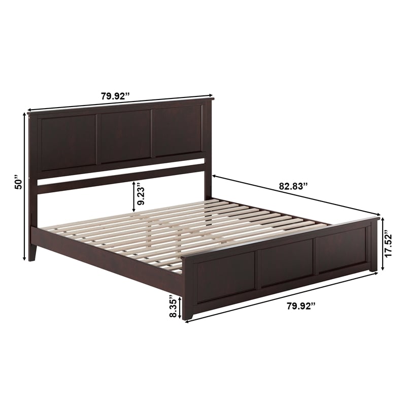 Pemberly Row Charlotte King Wood Low Profile Platform Bed in Espresso