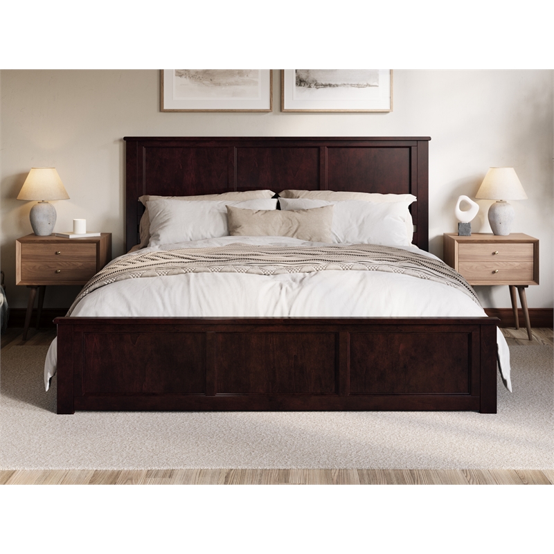 Pemberly Row Charlotte King Wood Low Profile Platform Bed in Espresso