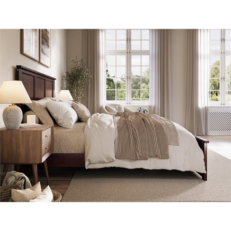 Pemberly Row Charlotte King Wood Low Profile Platform Bed in Espresso