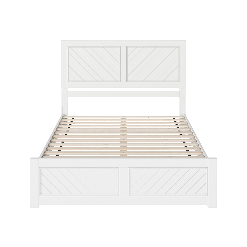 Pemberly Row Berkshire Queen Low Profile Wood Platform Bed  in White