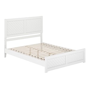 Pemberly Row Berkshire Queen Low Profile Wood Platform Bed  in White