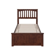 Pemberly Row Twin XL Low Profile Platform Bed with Matching Footboard - Walnut