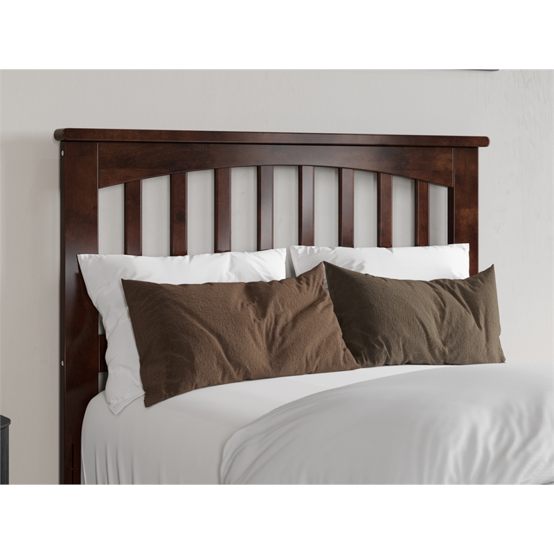 Pemberly Row Twin XL Low Profile Platform Bed with Matching Footboard - Walnut