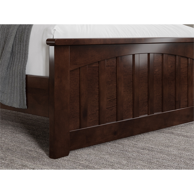 Pemberly Row Twin XL Low Profile Platform Bed with Matching Footboard - Walnut