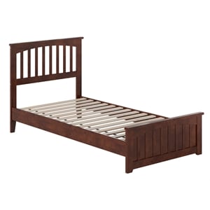 Pemberly Row Twin XL Low Profile Platform Bed with Matching Footboard - Walnut