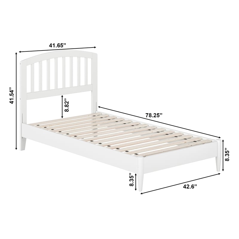 Pemberly Row Quincy Twin Wood Low Profile Platform Bed in White