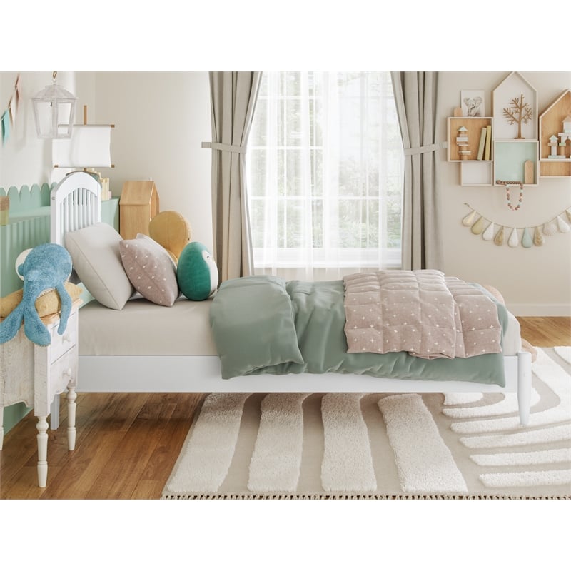 Pemberly Row Quincy Twin Wood Low Profile Platform Bed in White