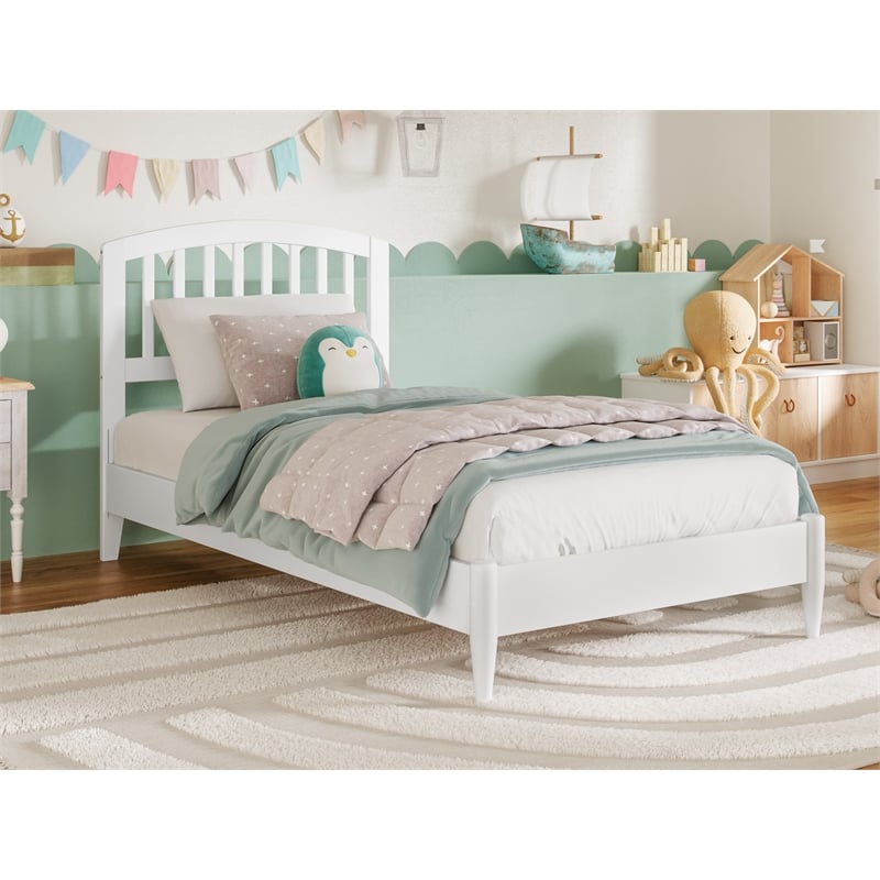 Pemberly Row Quincy Twin Wood Low Profile Platform Bed in White