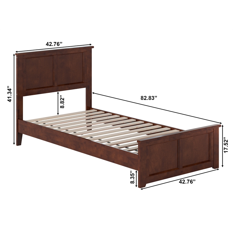 Pemberly Row Charlotte Twin XL Low Profile Platform Bed  in Walnut