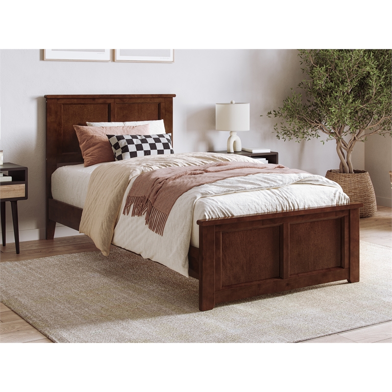 Pemberly Row Charlotte Twin XL Low Profile Platform Bed  in Walnut