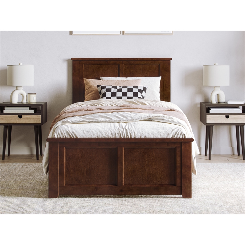 Pemberly Row Charlotte Twin XL Low Profile Platform Bed  in Walnut