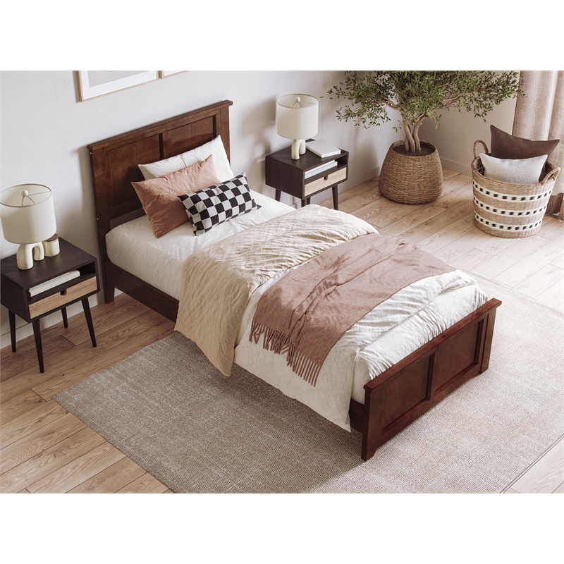 Pemberly Row Charlotte Twin XL Low Profile Platform Bed  in Walnut