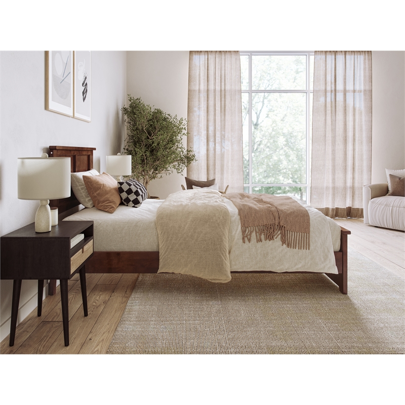 Pemberly Row Charlotte Twin XL Low Profile Platform Bed  in Walnut