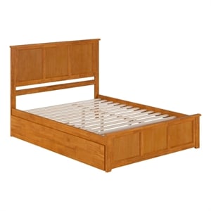 Pemberly Row Madison Queen Platform Bed  & Trundle in Light Toffee