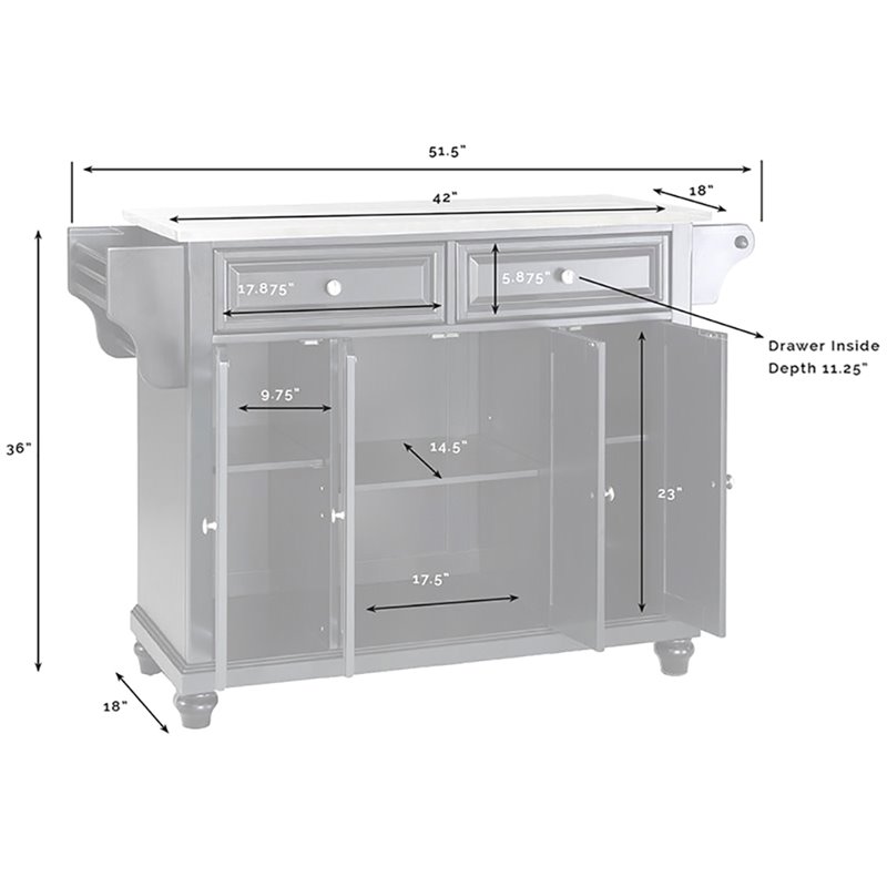 Pemberly Row Contemporary Solid Wood Kitchen Island in Black