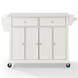 Pemberly Row Modern MDF Wood Granite Top Kitchen Cart in White