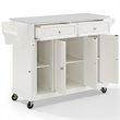 Pemberly Row Modern MDF Wood Granite Top Kitchen Cart in White