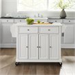 Pemberly Row Modern MDF Wood Granite Top Kitchen Cart in White
