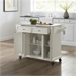 Pemberly Row Modern MDF Wood Granite Top Kitchen Cart in White