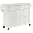 Pemberly Row Modern MDF Wood Granite Top Kitchen Cart in White
