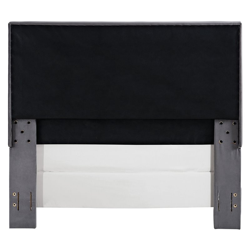 Pemberly Row Modern Microfiber Upholstered King Panel Bed in Shale