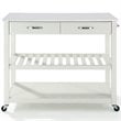 Pemberly Row Engineered Wood/Granite Top Kitchen Cart in White