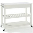 Pemberly Row Engineered Wood/Granite Top Kitchen Cart in White