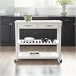 Pemberly Row Engineered Wood/Granite Top Kitchen Cart in White