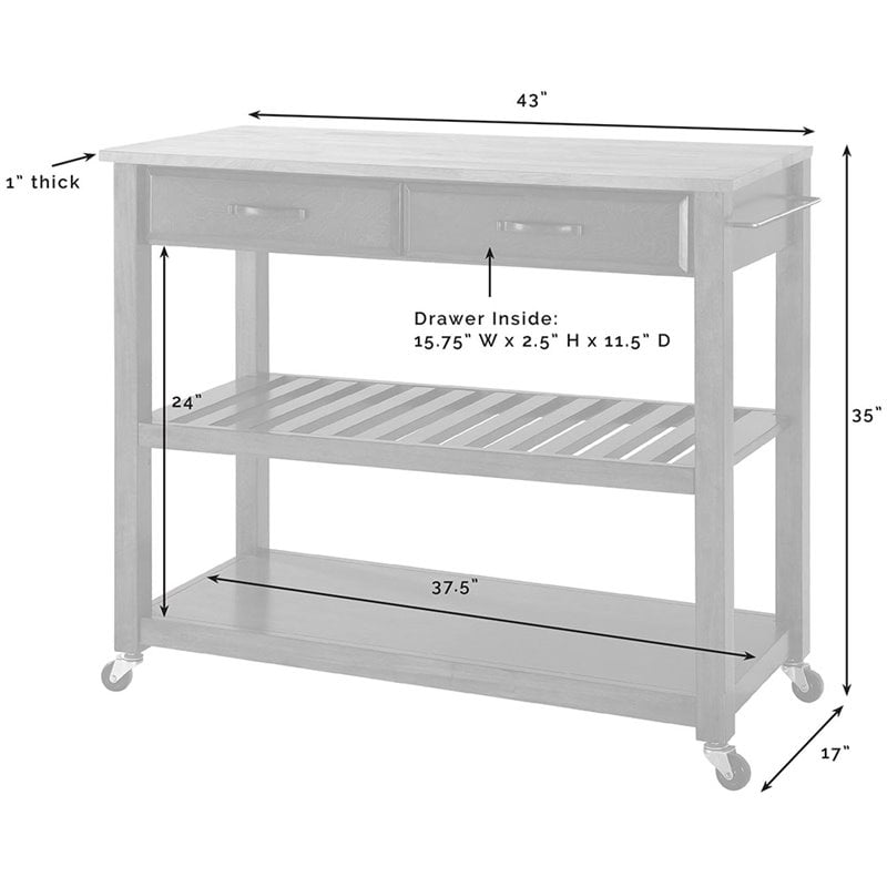 Pemberly Row Engineered Wood/Granite Top Kitchen Cart in White