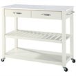 Pemberly Row Engineered Wood/Granite Top Kitchen Cart in White