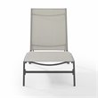 Pemberly Row Steel Metal Sling Chaise Lounge in Gray (Set of 2)