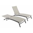 Pemberly Row Steel Metal Sling Chaise Lounge in Gray (Set of 2)