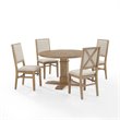 Pemberly Row 5 Piece Modern Wood Round Dining Set in Rustic Brown
