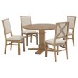 Pemberly Row 5 Piece Modern Wood Round Dining Set in Rustic Brown