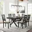 Pemberly Row Wood 7 Piece Butterfly Leaf Trestle Dining Set in Slate