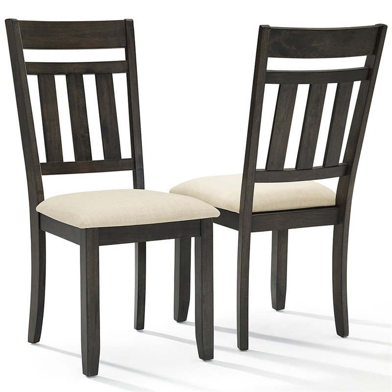 Pemberly Row Wood 7 Piece Butterfly Leaf Trestle Dining Set in Slate